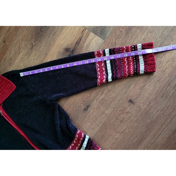 Vintage ERIKA Petite Womens Size PS Knit Cardigan Full Zip Sweater Black Stripes - Picture 7 of 16